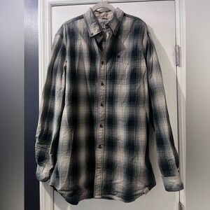 Carhartt Blue and Tan Plaid Button-Down Shirt